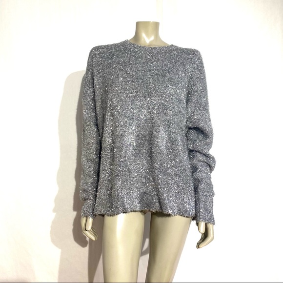 FASHIONNOVA Sweaters - FASHIONNOVA SILVER Oversized Sweater